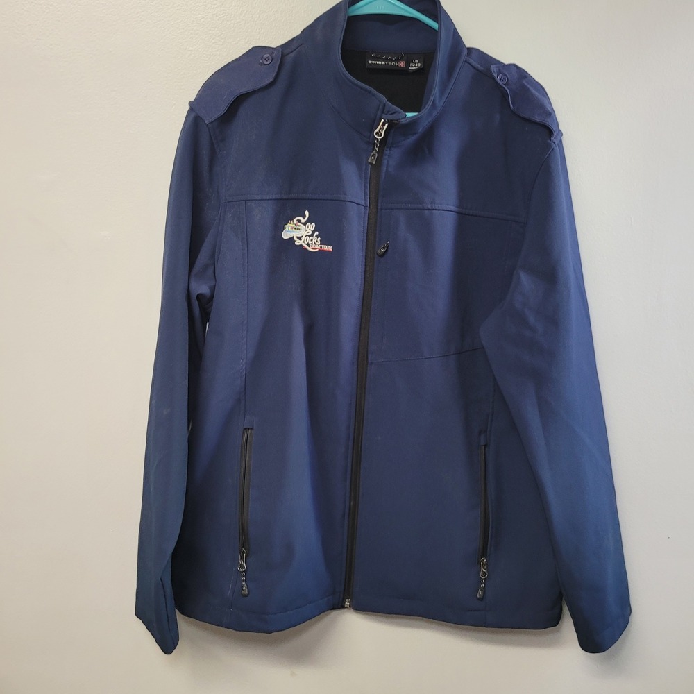 Swiss Tech Soo Locks Boat Tours Softshell Jacket Blue Mens Large